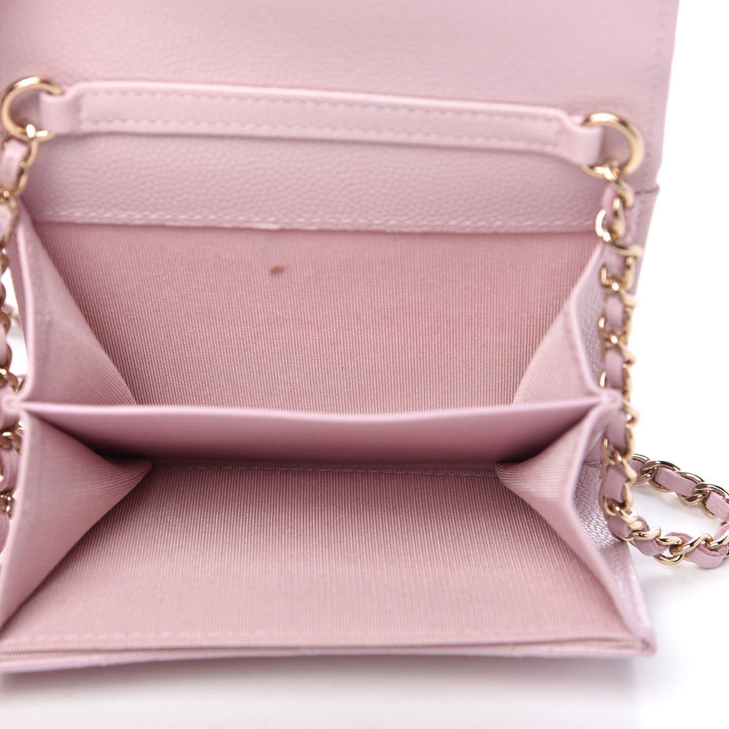 Caviar Quilted Coco Candy Card Holder On Chain Light Pink