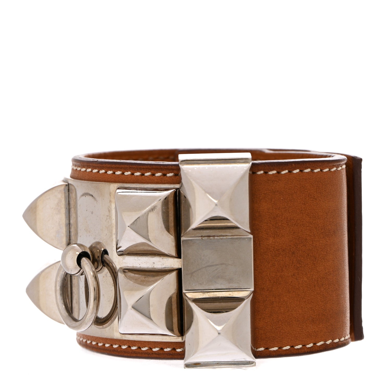 Hermes Barenia Collier De Chien CDC Bracelet S Fauve 1 of 5