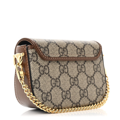 Gucci GG Supreme Monogram Azalea Calfskin Web Horsebit 1955 Wallet On Strap Beige Ebony Brown Sugar 3 of 10