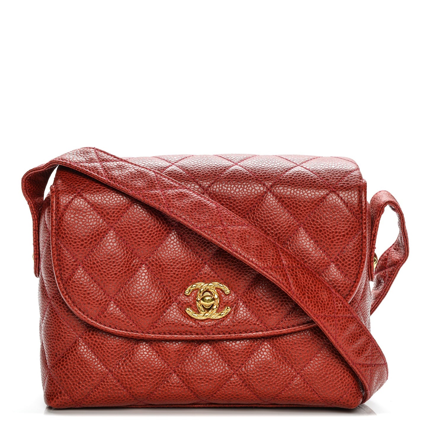 Caviar Quilted Shoulder Bag Red