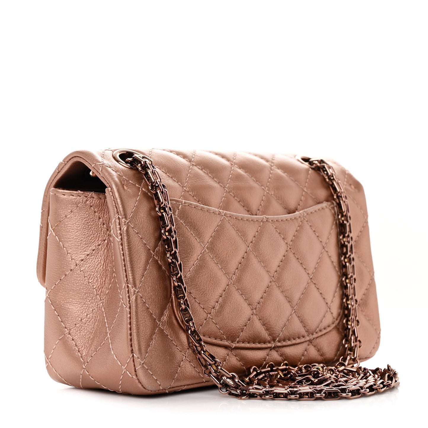 Metallic Grained Calfskin Quilted 2.55 Reissue Mini Flap Copper Pink