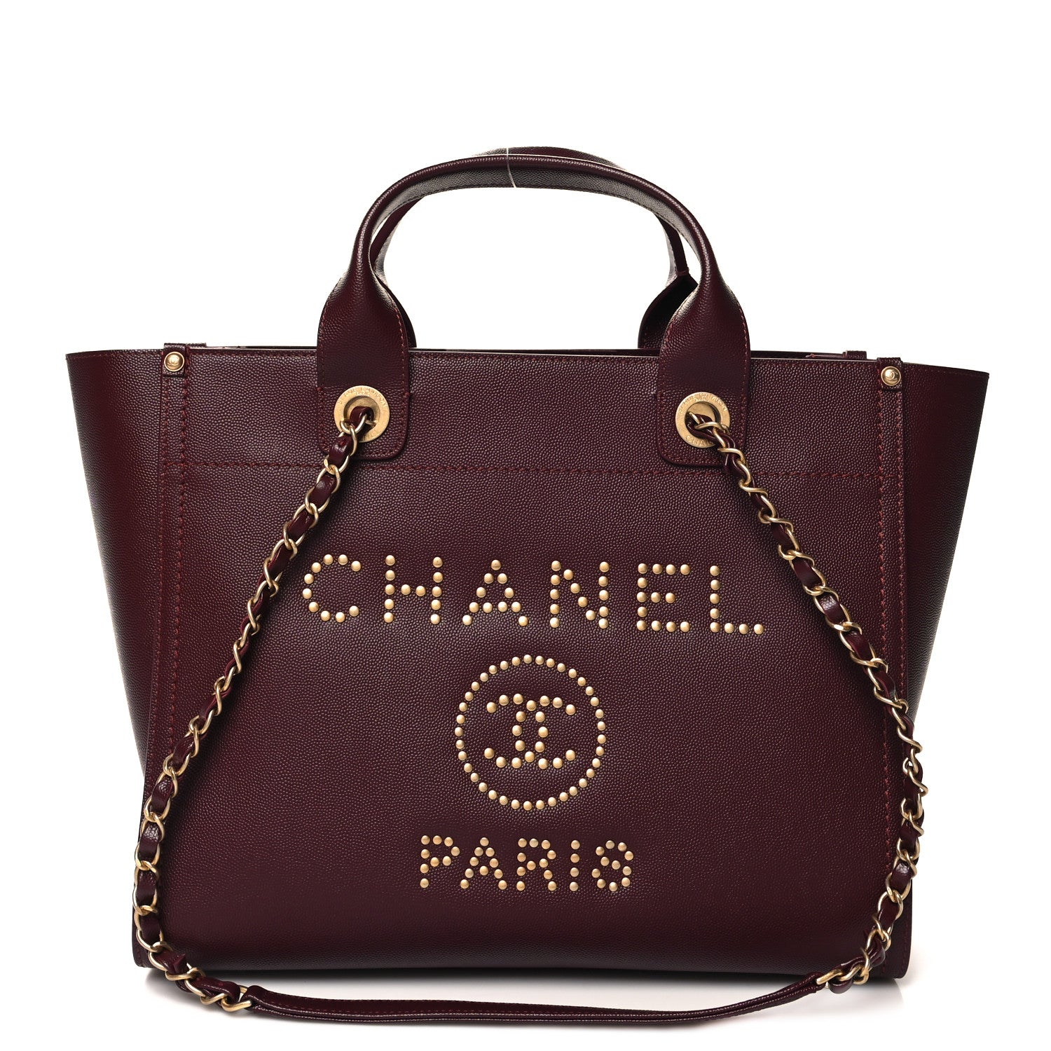 Chanel Caviar Small Studded Deauville Tote Burgundy 1 of 10