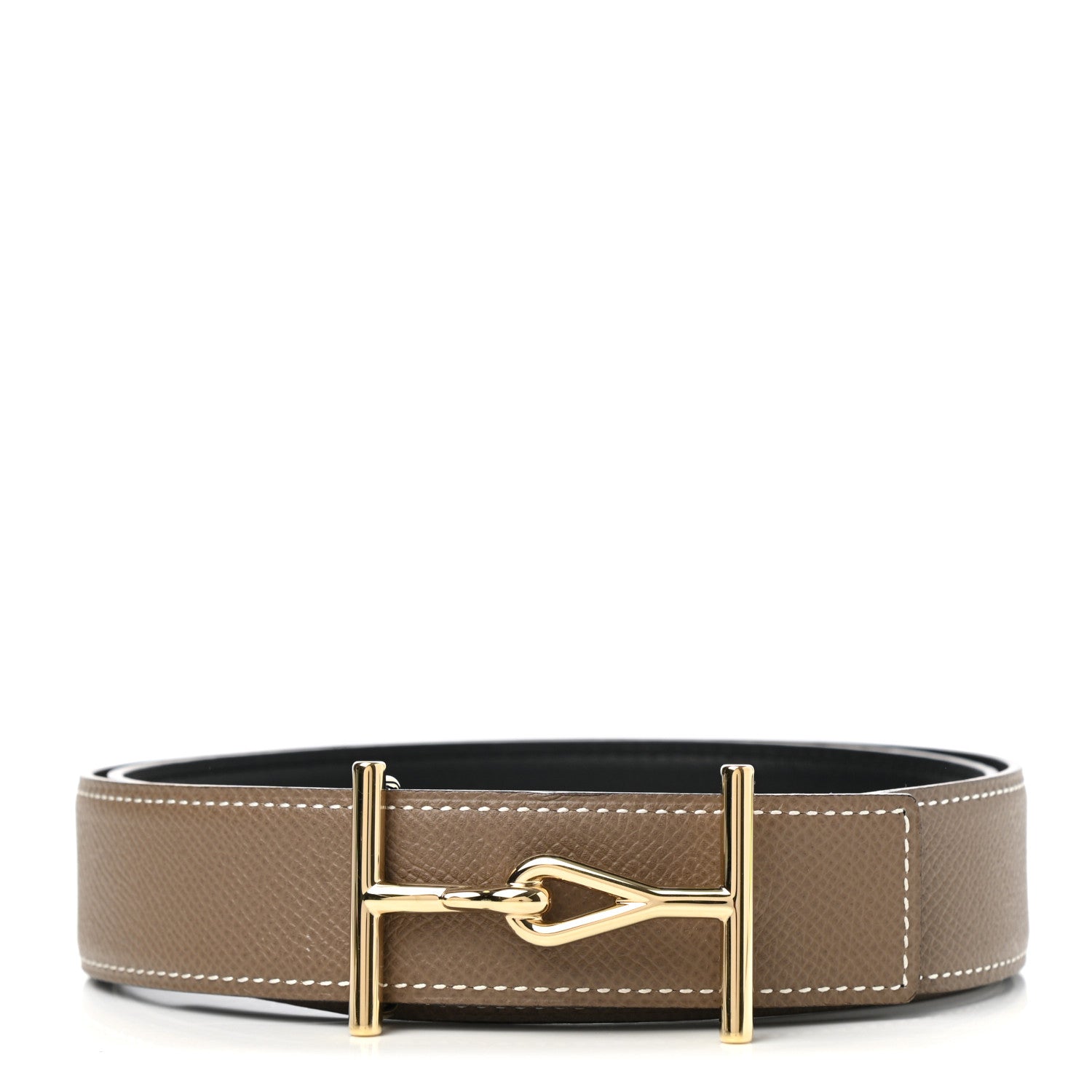 Hermes Swift Epsom 38mm Jumbo Belt 85 Black Etoupe 3 of 7