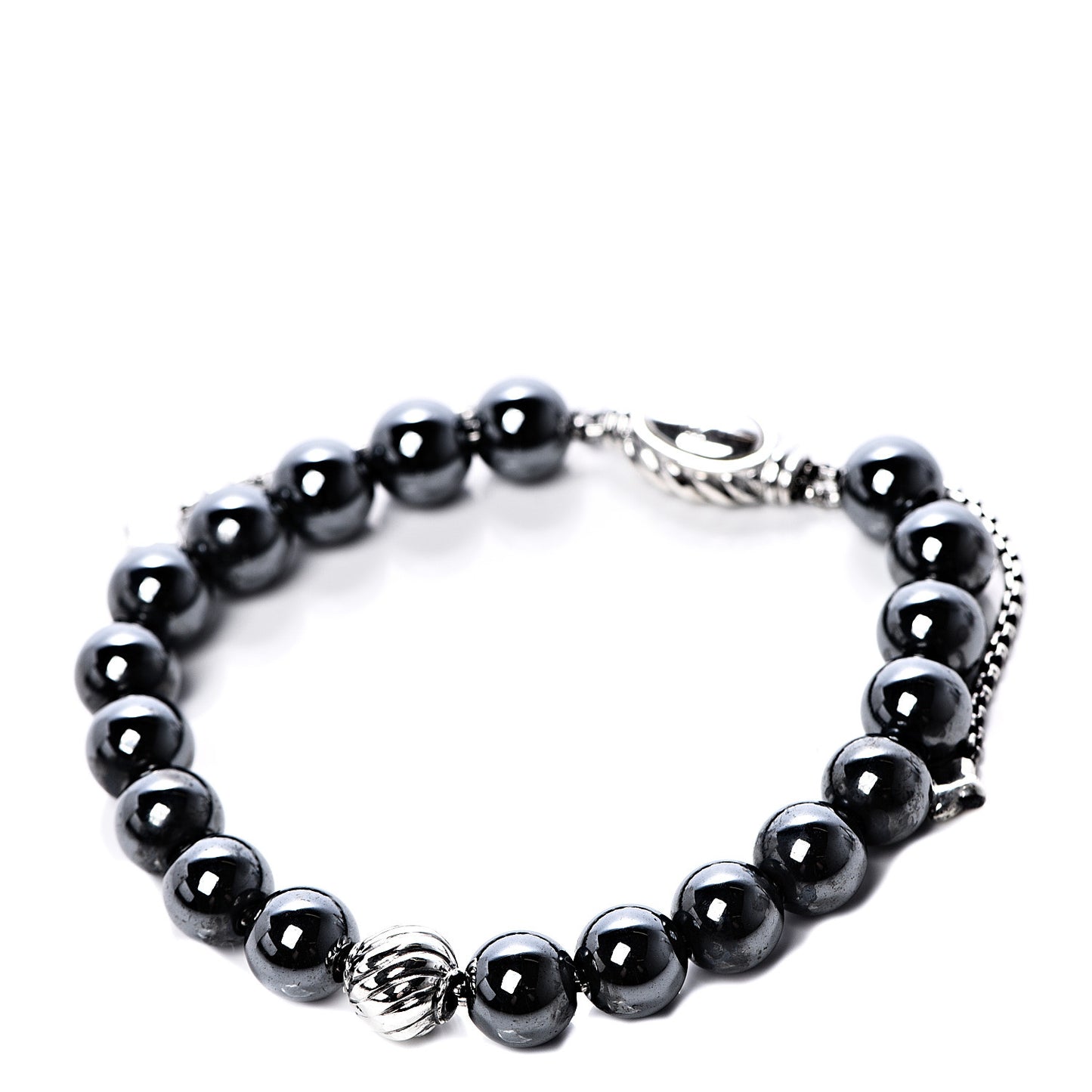 Sterling Silver Hematite 8mm Spiritual Beads Station Bracelet