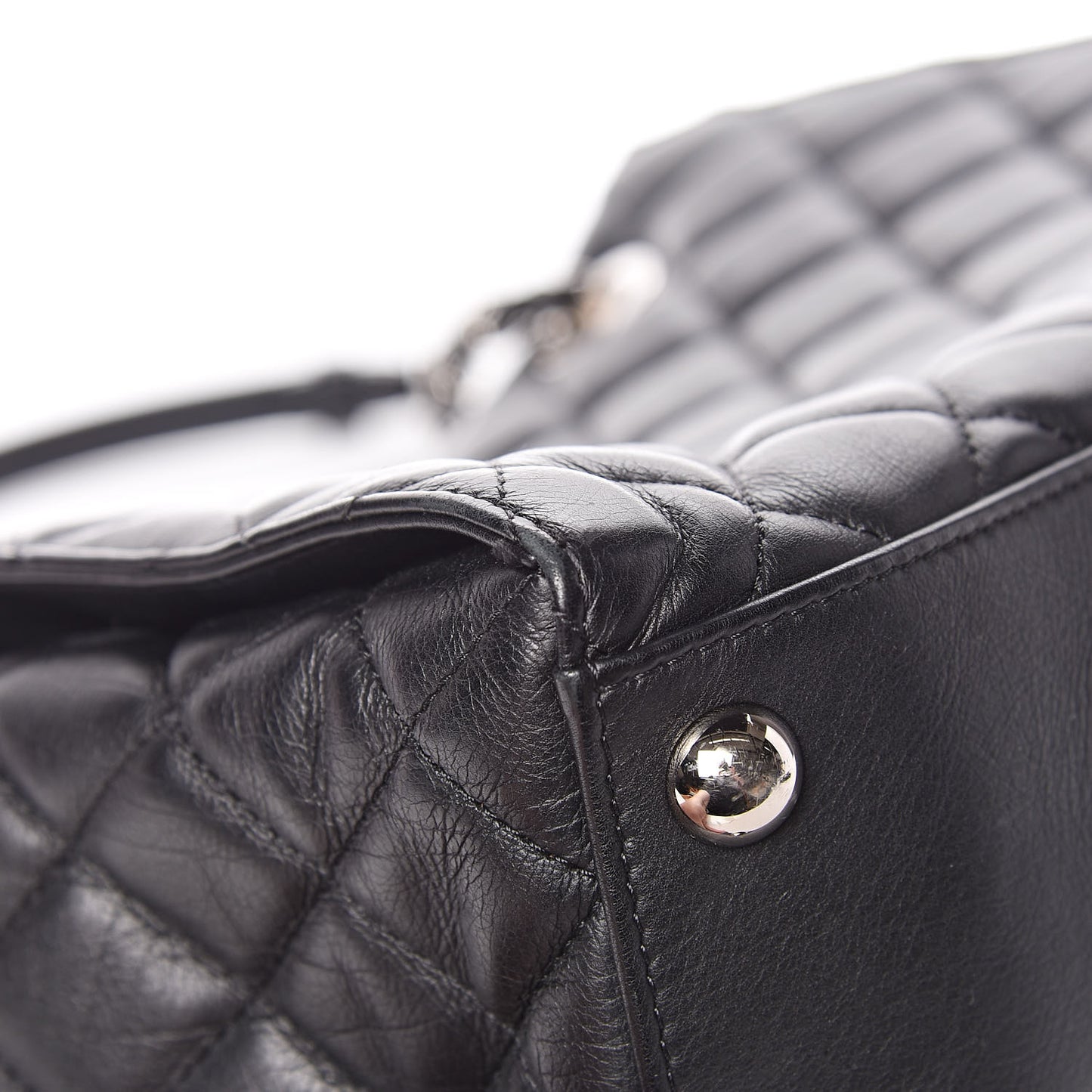 Calfskin Quilted Small Chic and Soft Shopping Tote Black