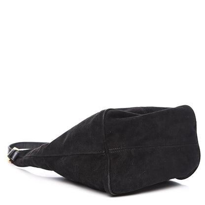 Fendi Suede Glitter Shoulder Bag Black 4 of 13