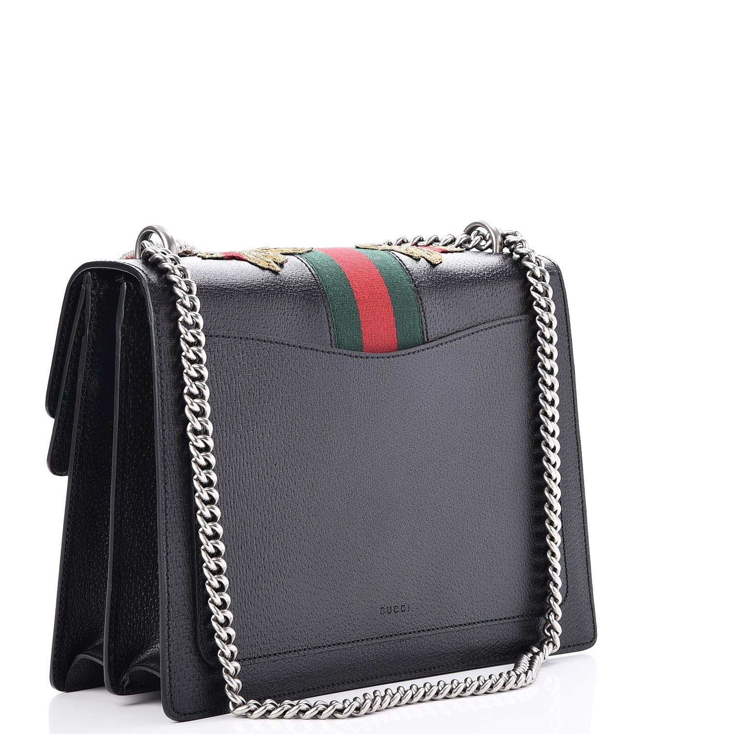 Gucci Calfskin Web Floral Embroidered Medium Dionysus Shoulder Bag Black 4 of 10