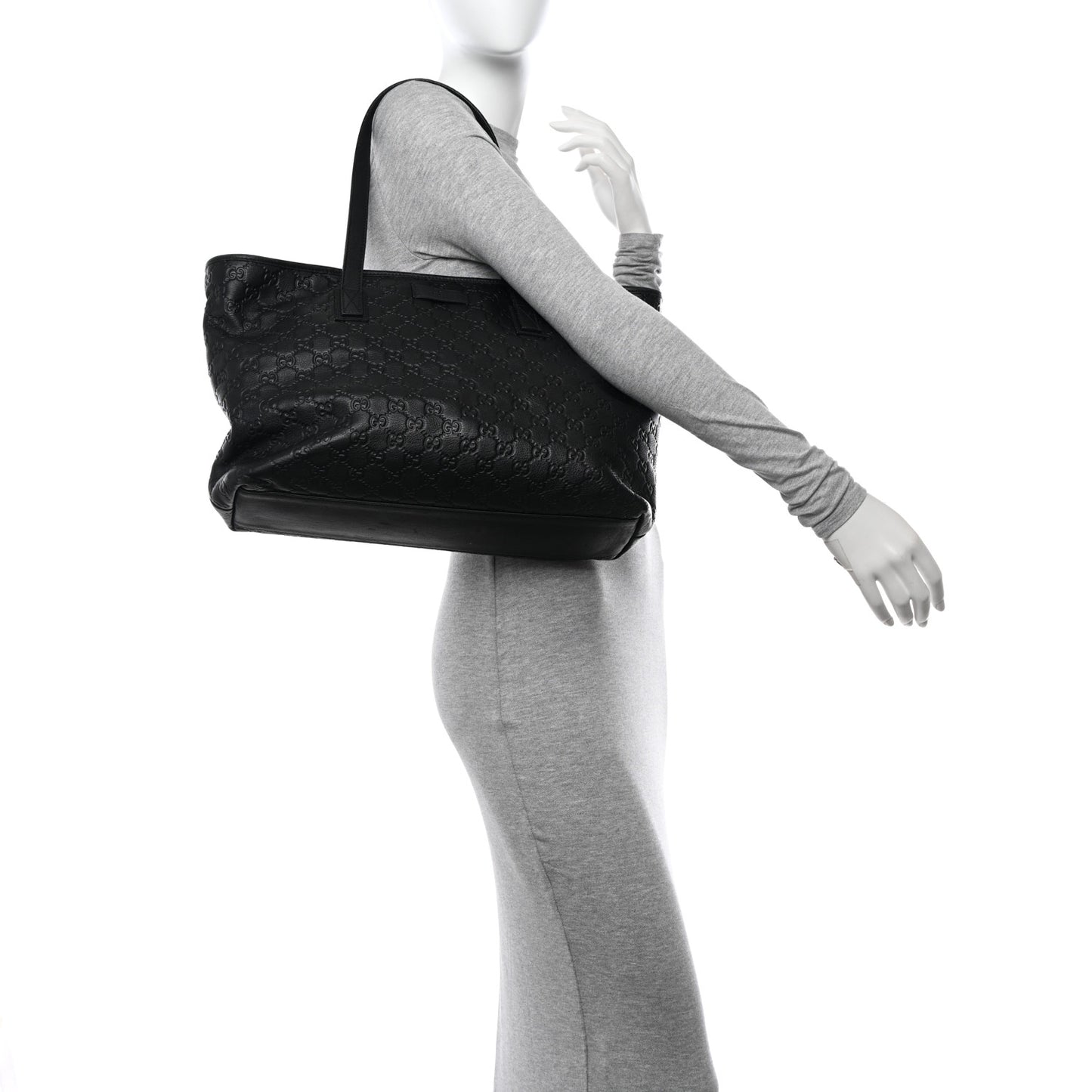 ssima Medium Zippered Shopping Tote Black