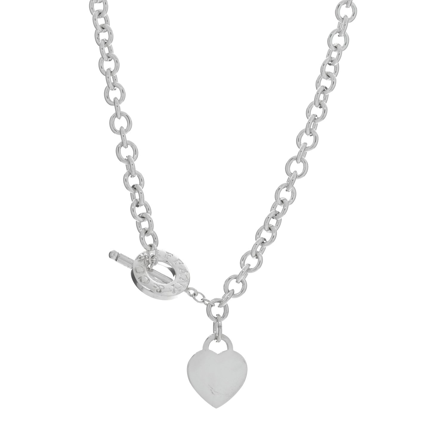 Sterling Silver Heart Tag Toggle Necklace