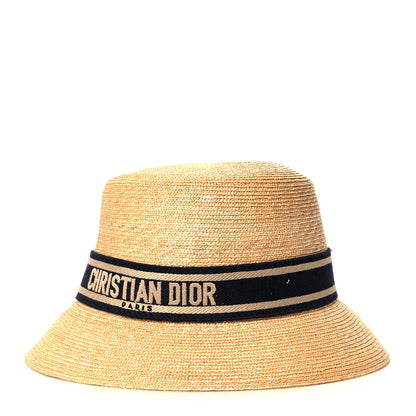Christian Dior Straw Bucket Hat 58 Natural 1 of 7