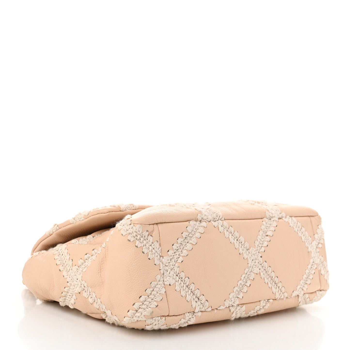 Calfskin Crochet Large Chanel 19 Flap Beige