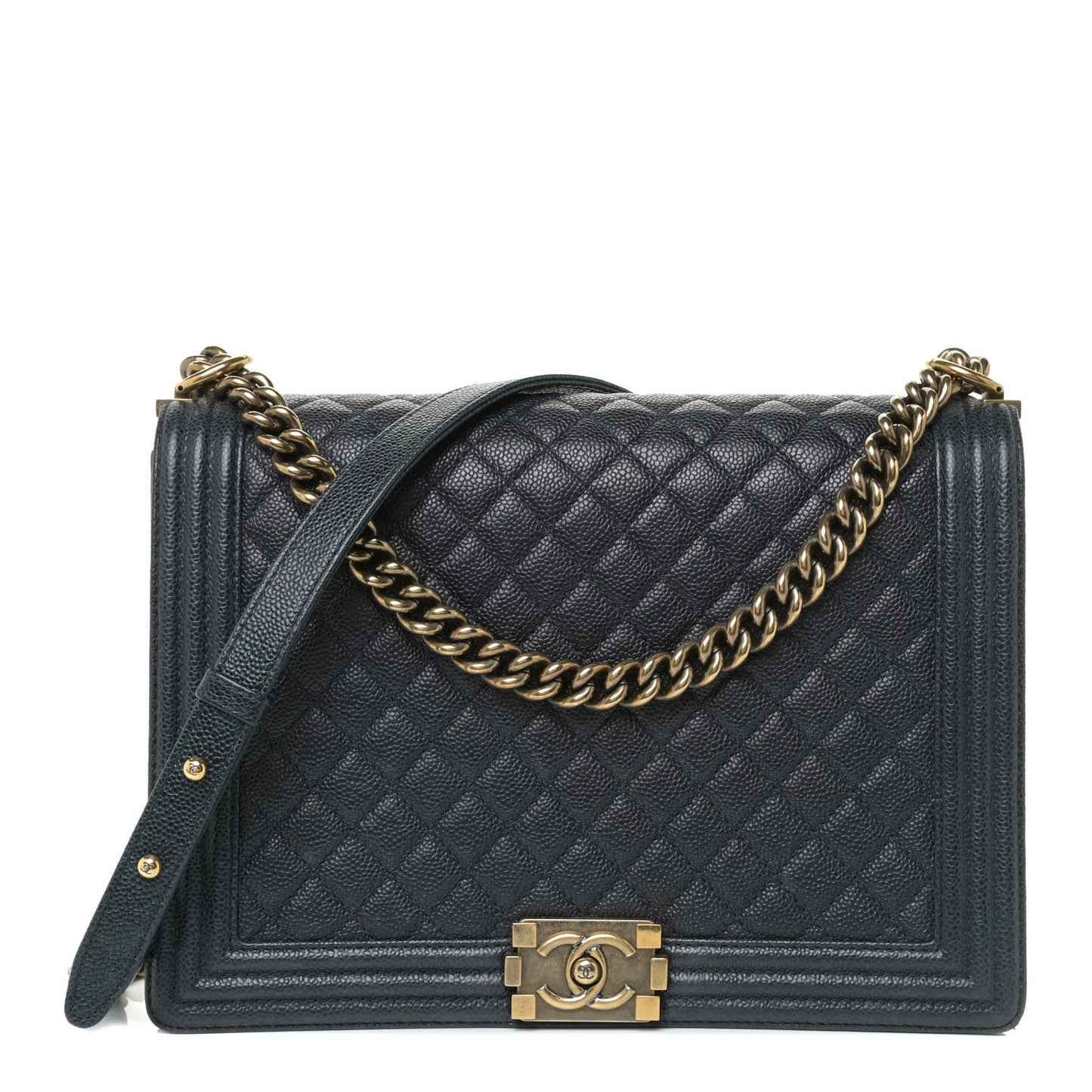 Caviar Quilted Large Boy Flap Blue