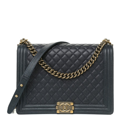 Chanel Caviar Quilted Large Boy Flap Blue 1 of 20
