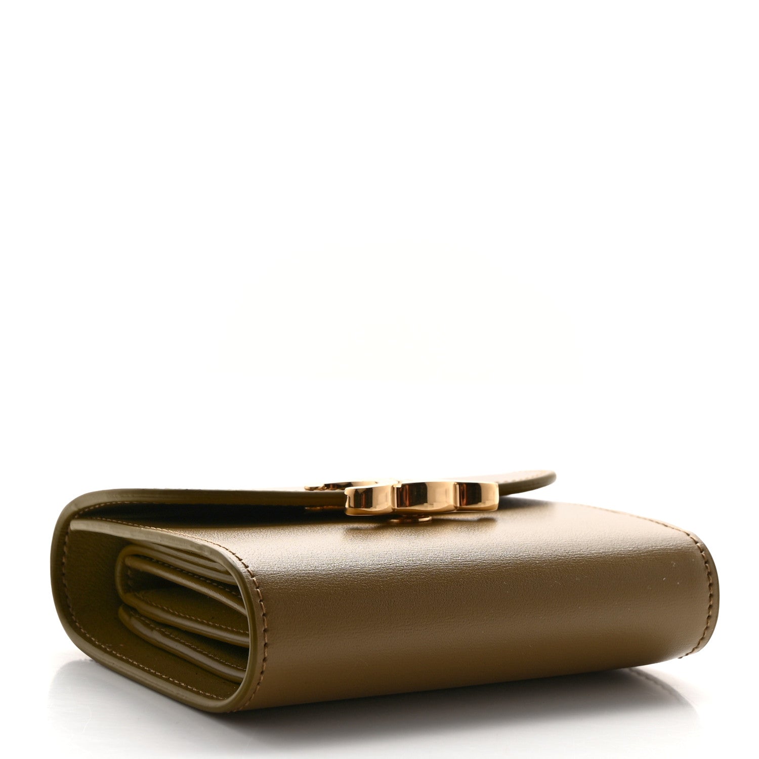 Celine Shiny Smooth Lambskin Small Triomphe Wallet Olive 4 of 8