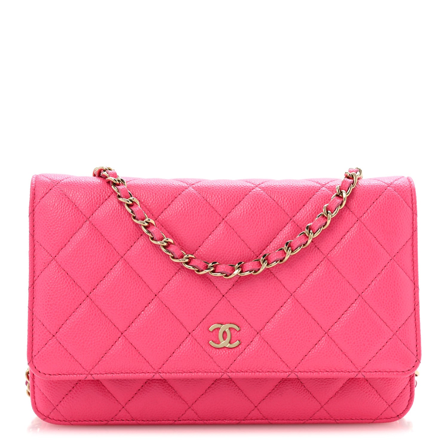 Chanel Caviar Quilted Wallet on Chain WOC Fuchsia 1 of 14