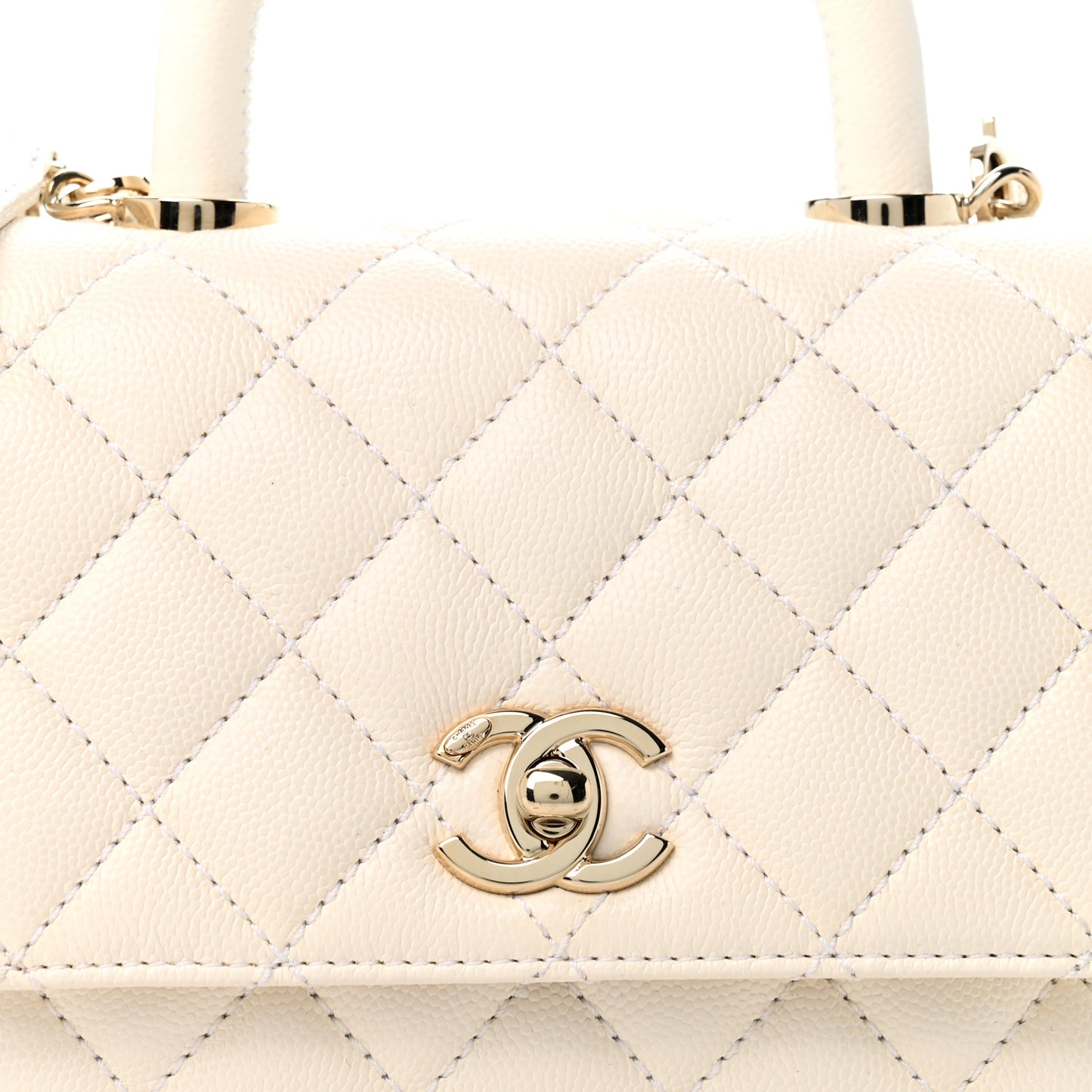 Caviar Quilted Extra Mini Coco Handle Flap White