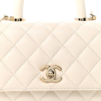 Chanel Caviar Quilted Extra Mini Coco Handle Flap White 8 of 12