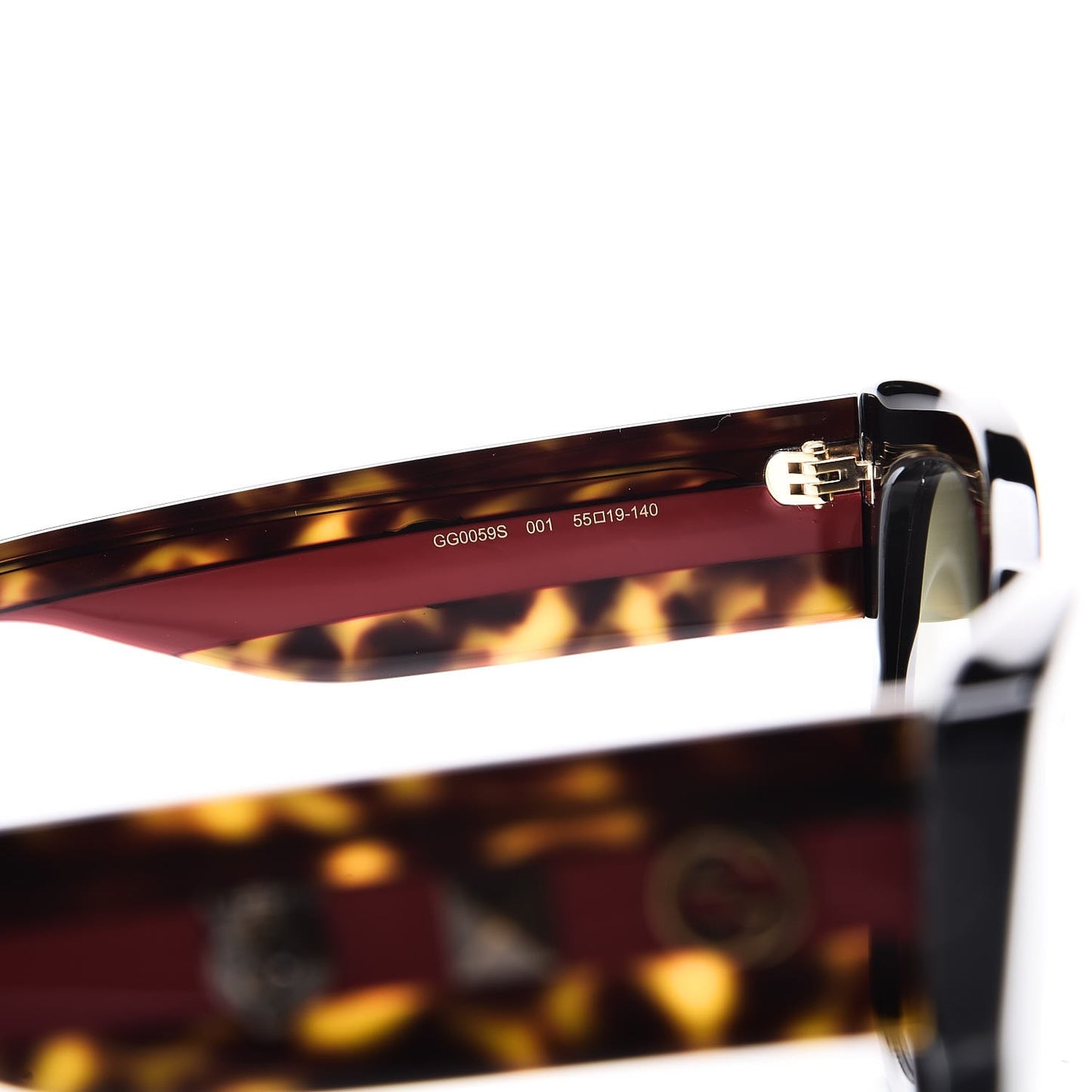 Acetate Square Frame Web Sunglasses GG0059S Black Tortoise