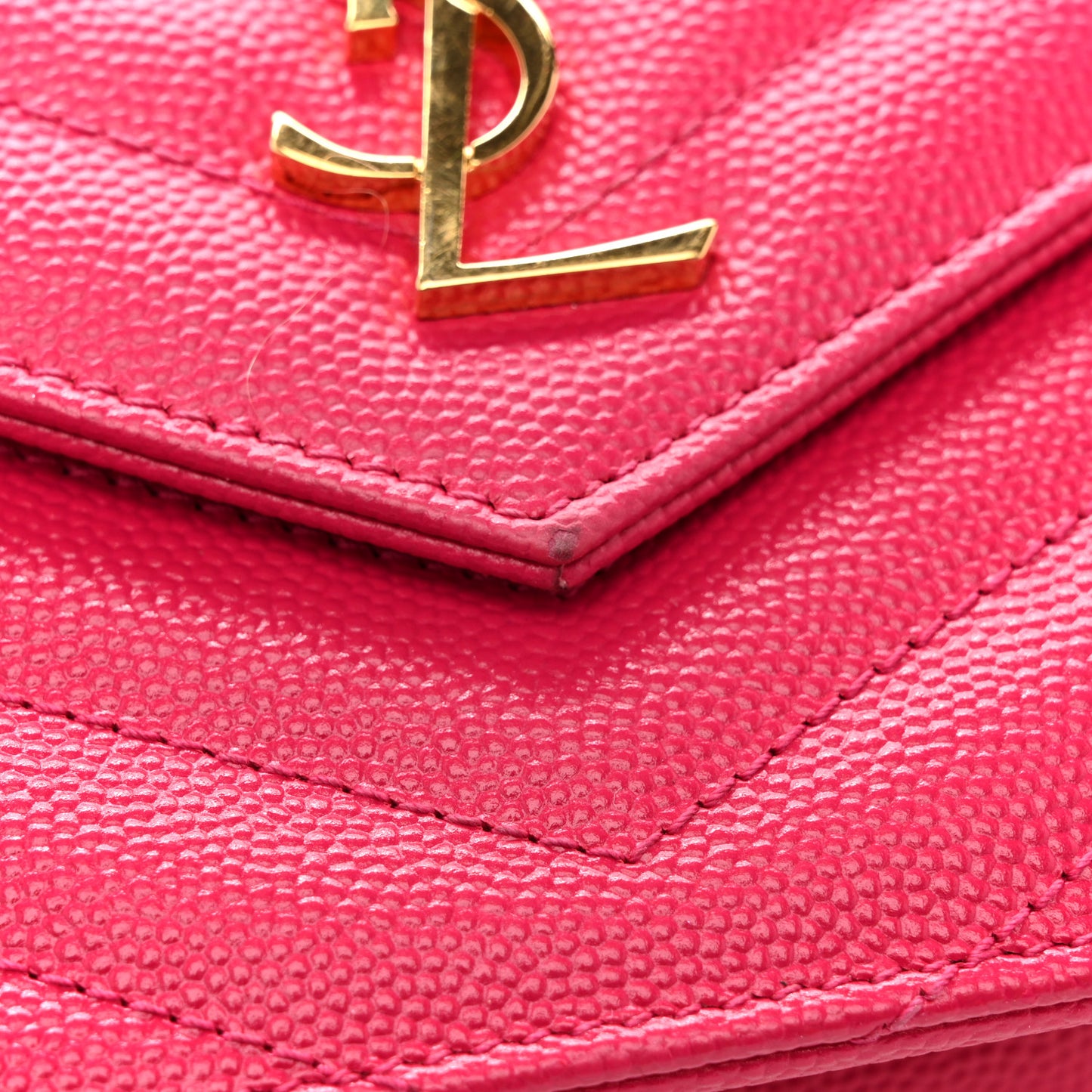 Grain De Poudre Matelasse Chevron Monogram Envelope Chain Wallet Bubblegum