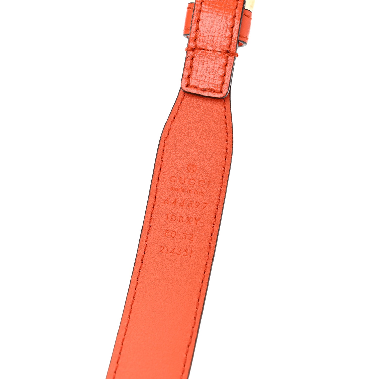 Gucci Efesto Leather Womens Horsebit 15/23mm Belt 80 32 Orange 3 of 5