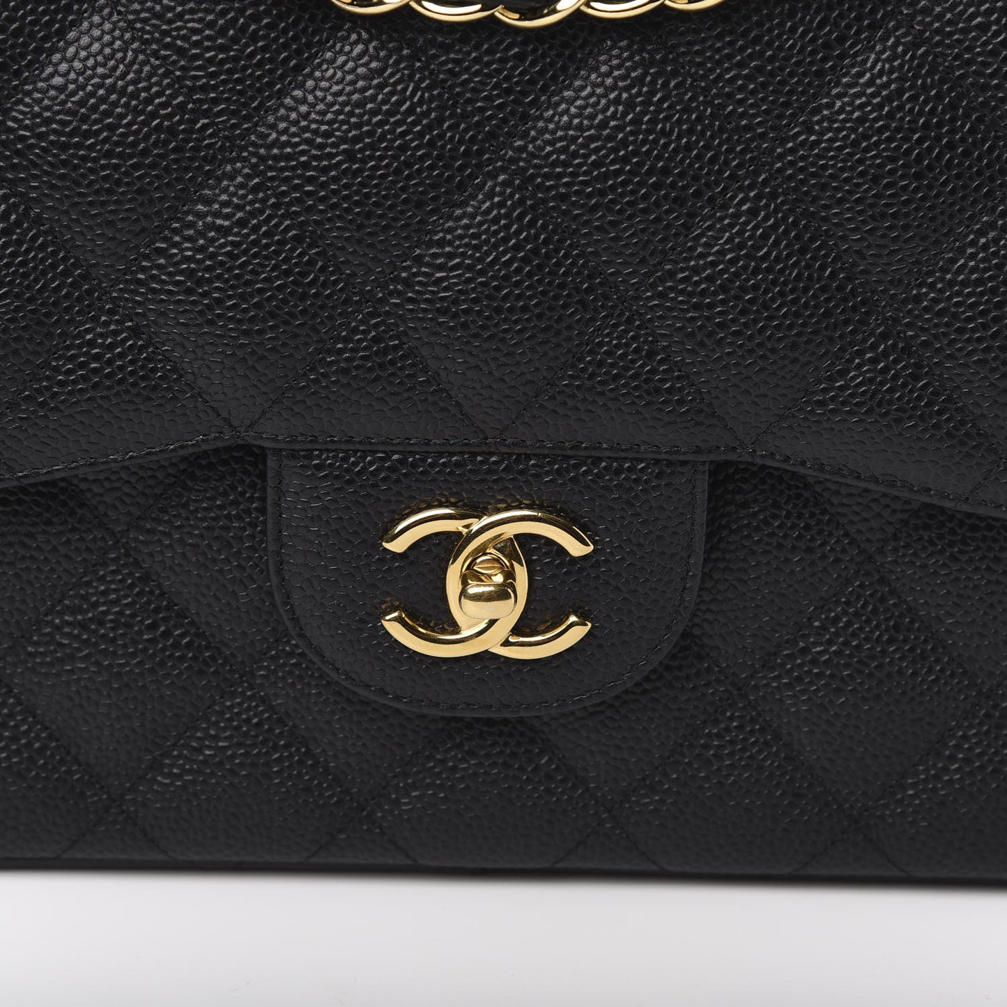 Caviar Quilted Jumbo Double Flap Black