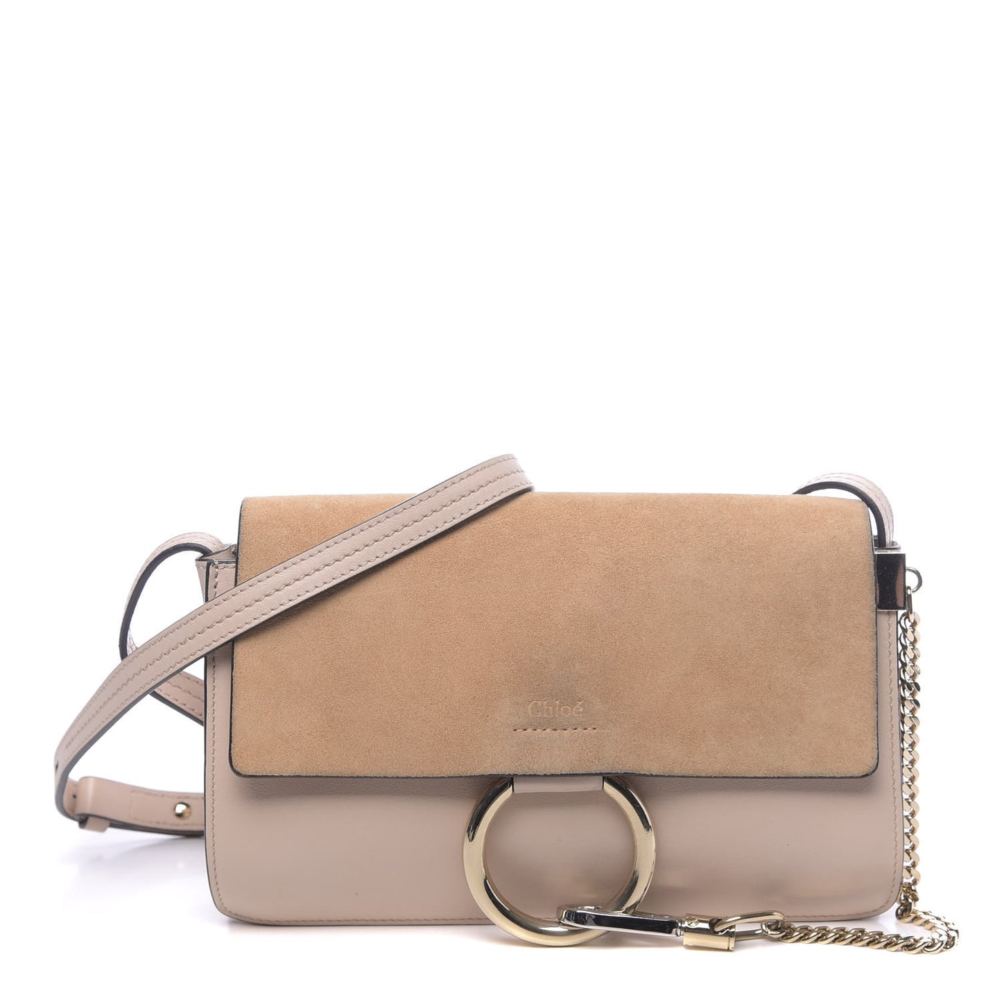 Suede Calfskin Small Faye Shoulder Bag Cement Pink