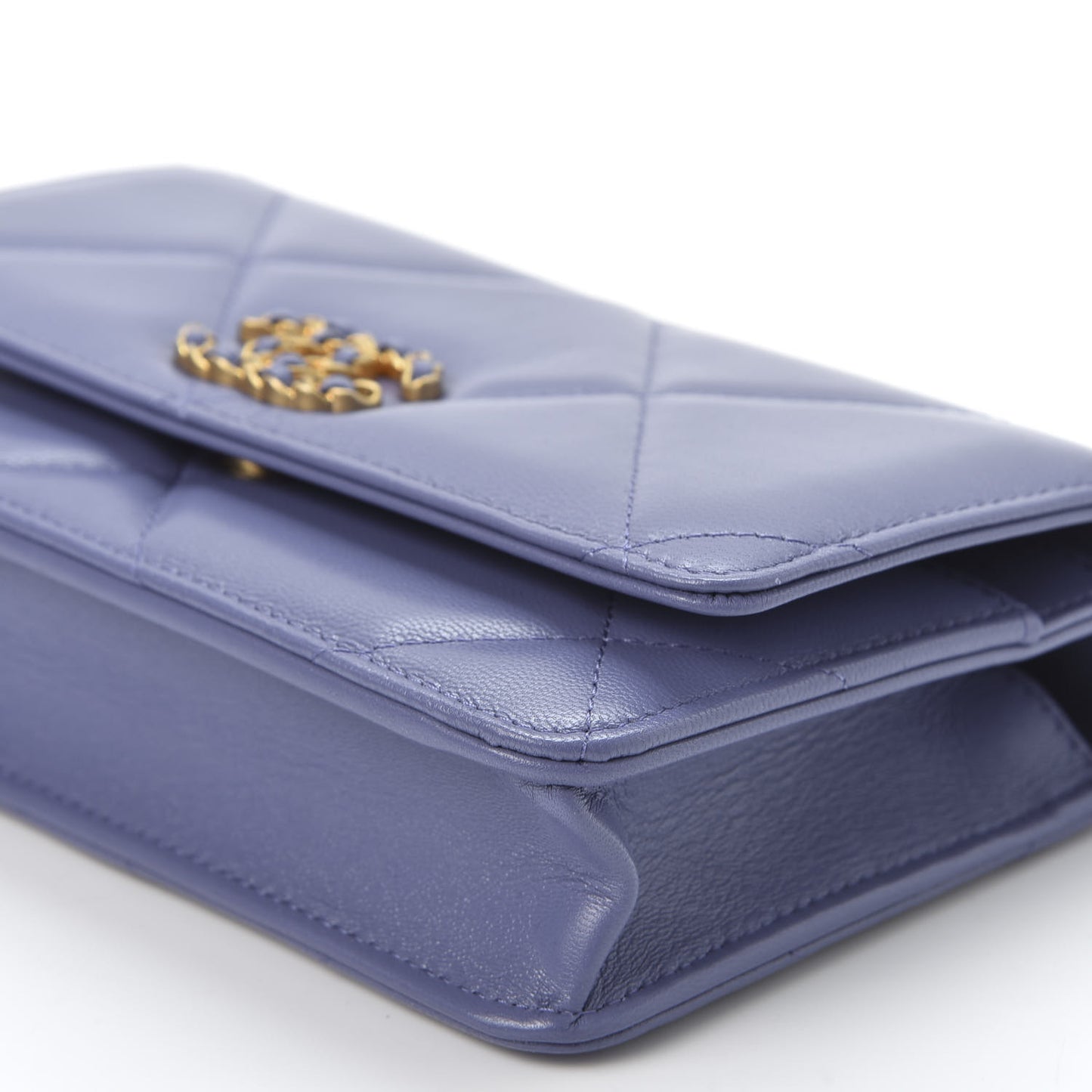 Goatskin Quilted 19 Wallet On Chain WOC Purple