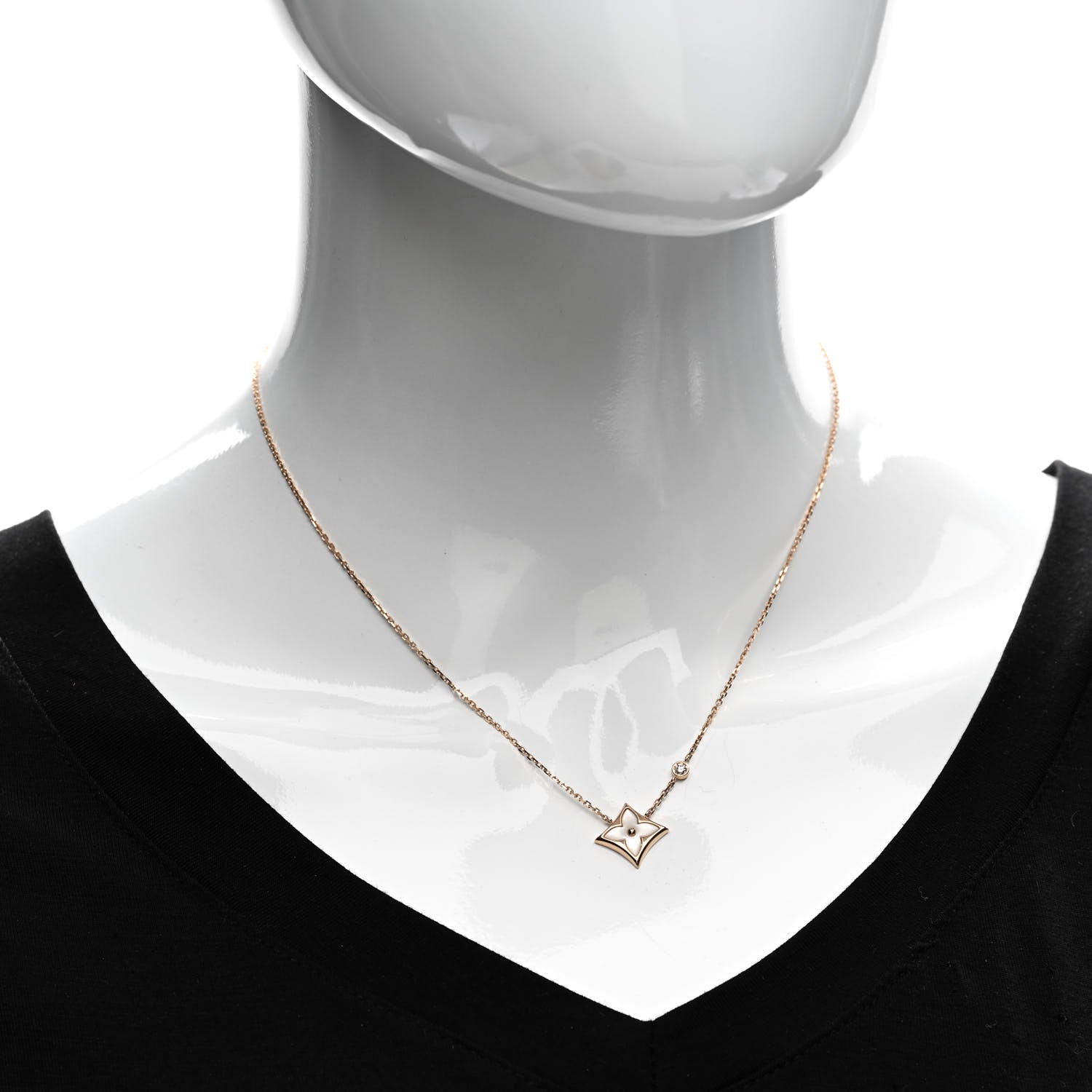 Louis Vuitton 18K Pink Gold Diamond Pink Mother of Pearl Color Blossom BB Star Pendant Necklace 2 of 5