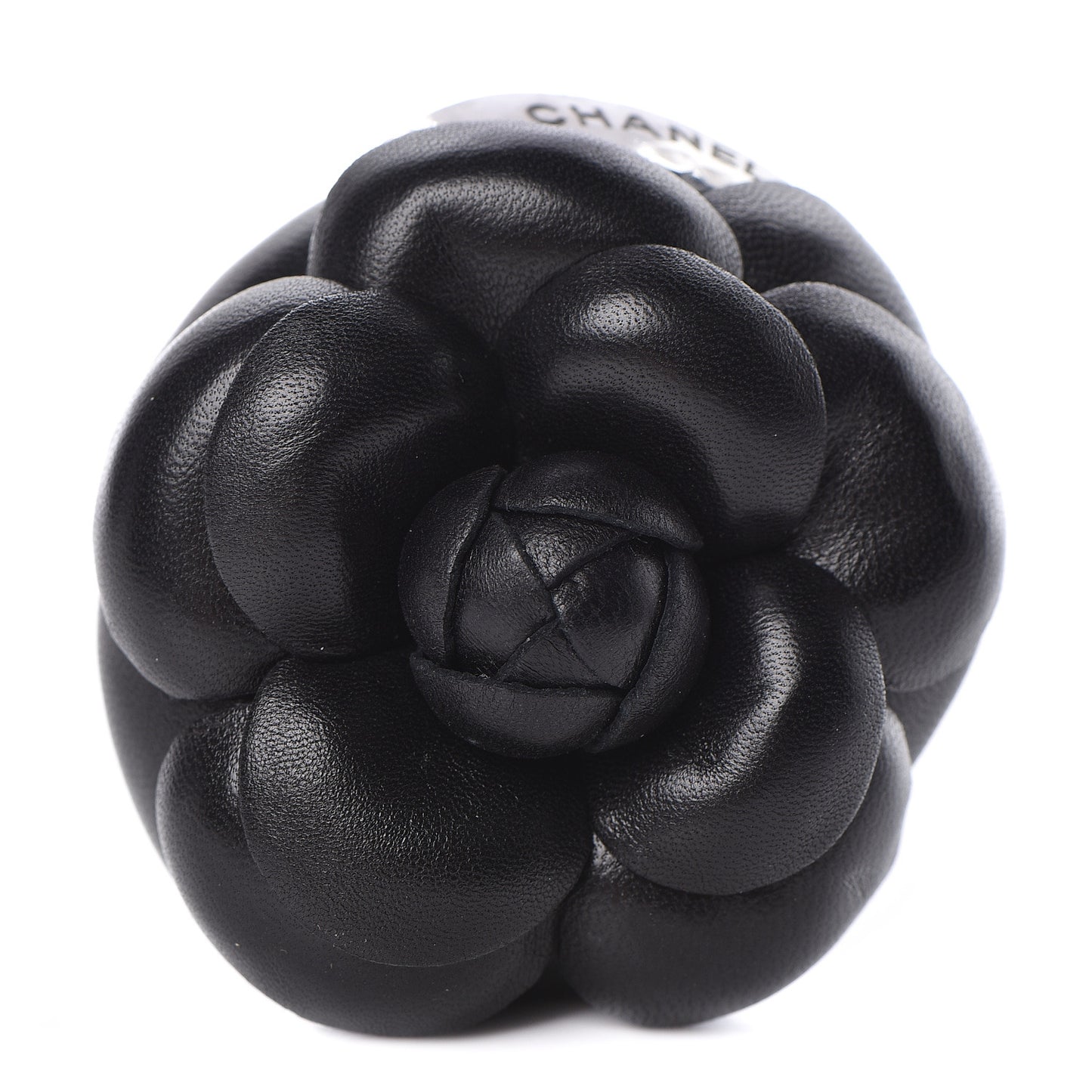 Lambskin Camellia Brooch Black