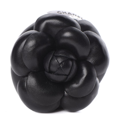 Chanel Lambskin Camellia Brooch Black 1 of 5