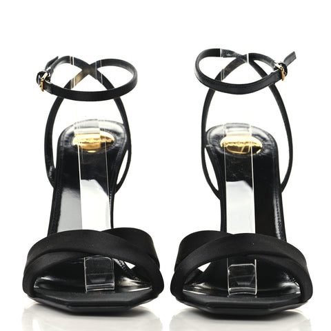 Crepe Satin Lucienne 110 Wedge Sandals 38.5 Black