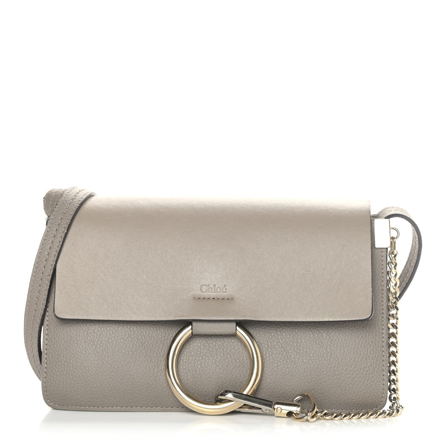 Grained Calfskin Lambskin Small Faye Shoulder Bag Motty Grey