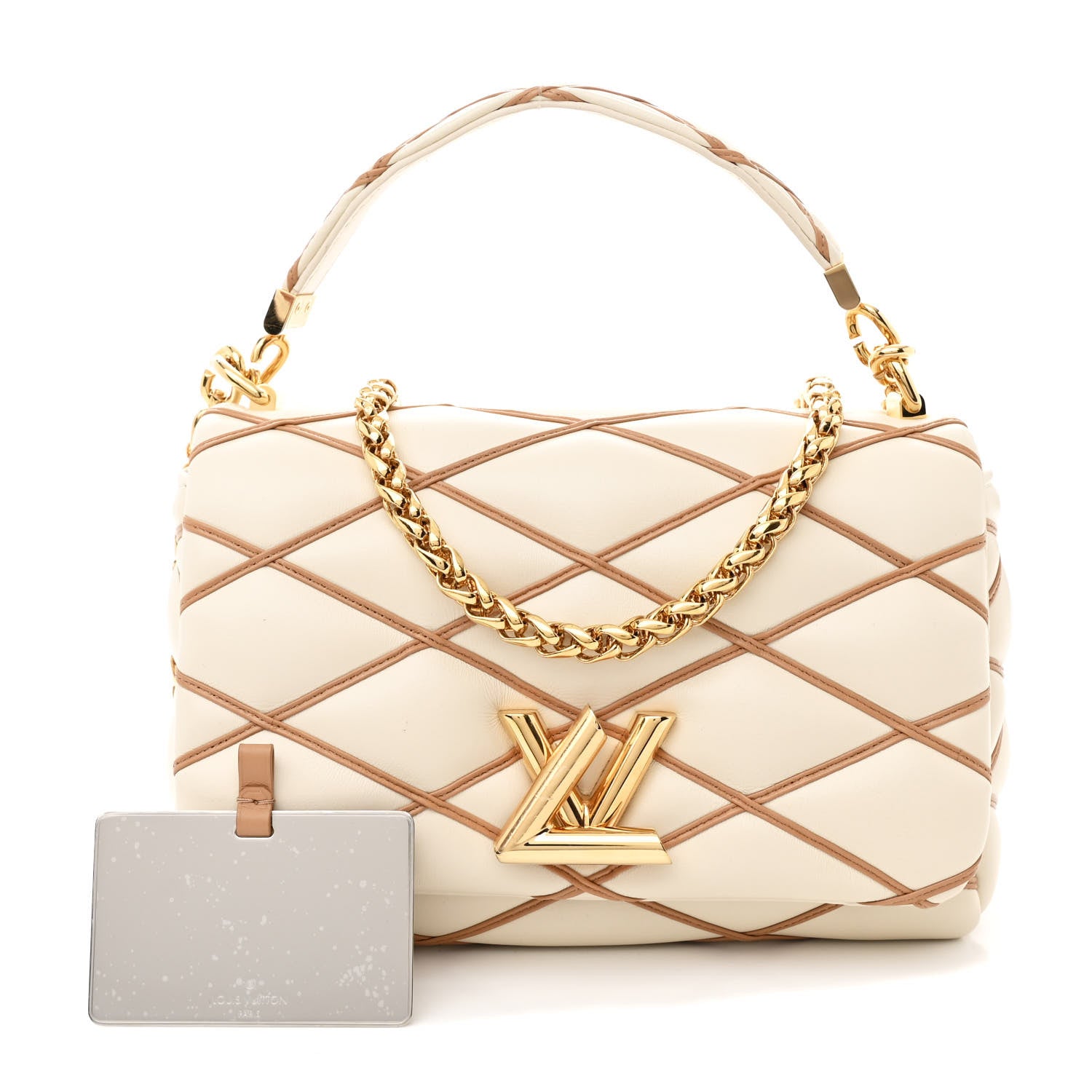 Louis Vuitton Lambskin Malletage GO-14 MM Creme Noisette 3 of 11