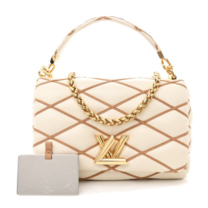 Louis Vuitton Lambskin Malletage GO-14 MM Creme Noisette 3 of 11