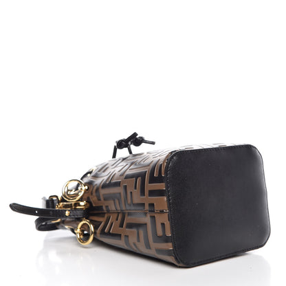 Fendi Vitello Liberty F is Fendi Bi-Color FF 1974 Embossed Mini Mon Tresor Bucket Bag Maya Black 5 of 8