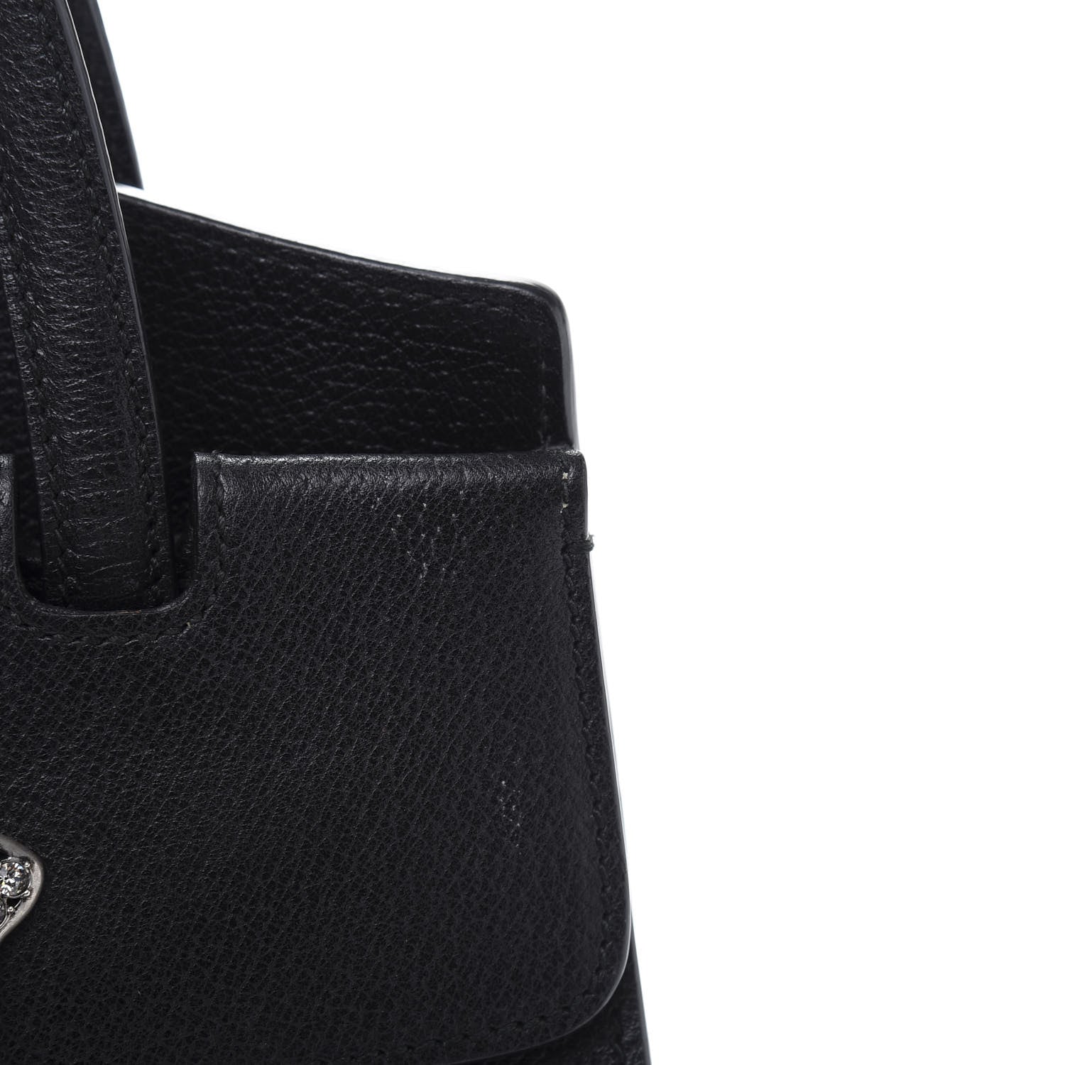 Gucci Grained Calfskin Web Crystal Butterfly Stripe Medium Totem Top Handle Bag Black 13 of 14
