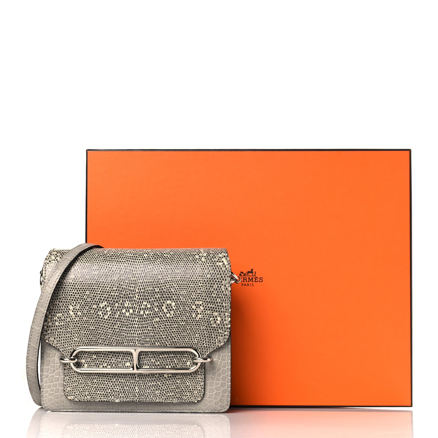 Matte Alligator Lizard Mini Sac Roulis Ombre Gris Perle