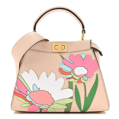 Fendi Nappa Flower Inlay Mini Peekaboo Iconic Satchel Poudre Sand Nuvola Multicolor 1 of 13