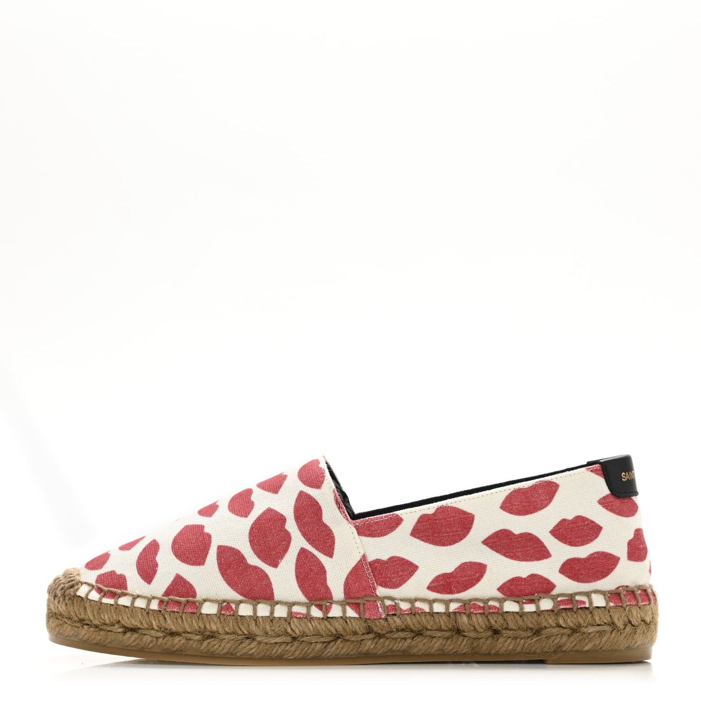 Lip Print Canvas Espadrilles 36 Bianco Rosso Black