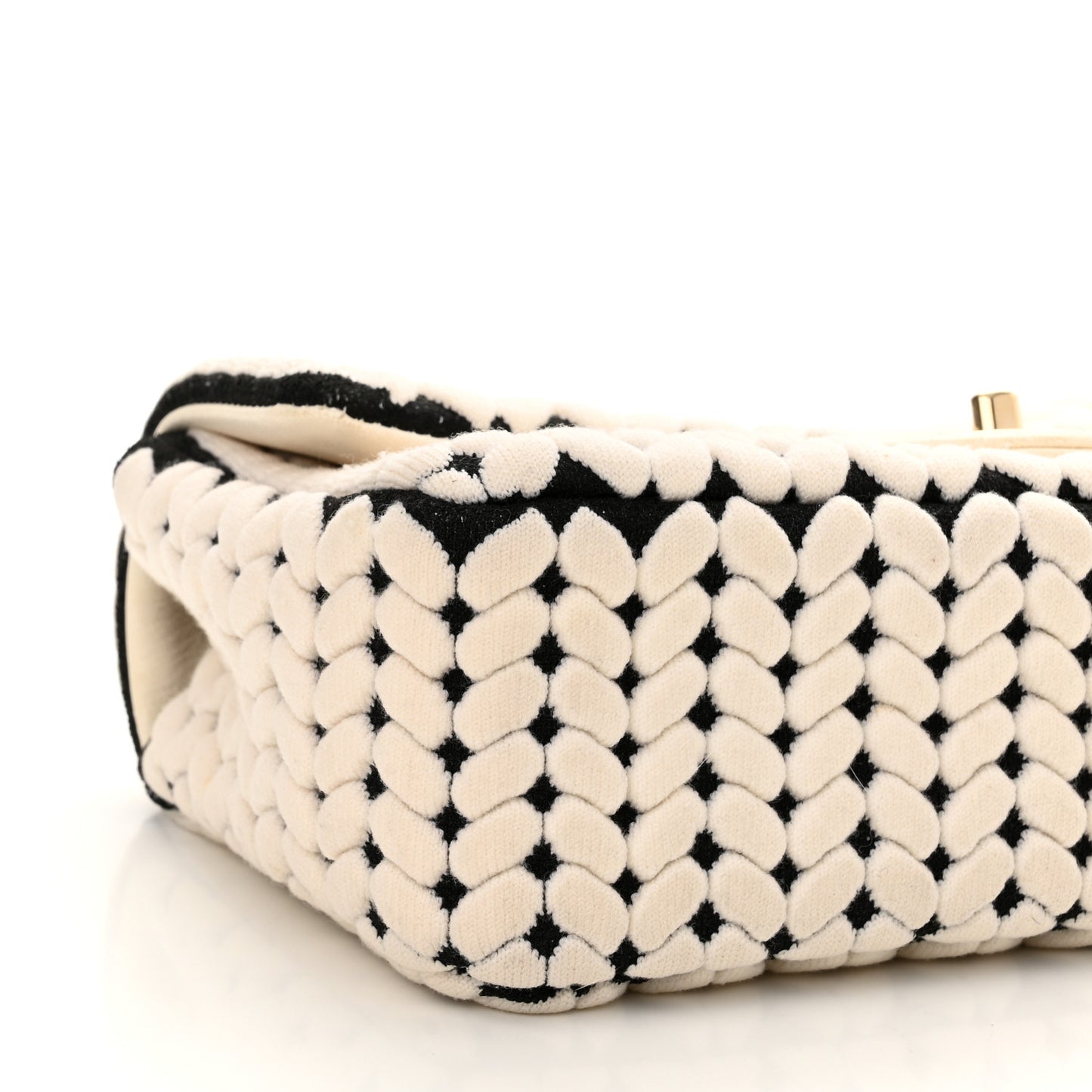 Calfskin Wool Woven Flap White Black