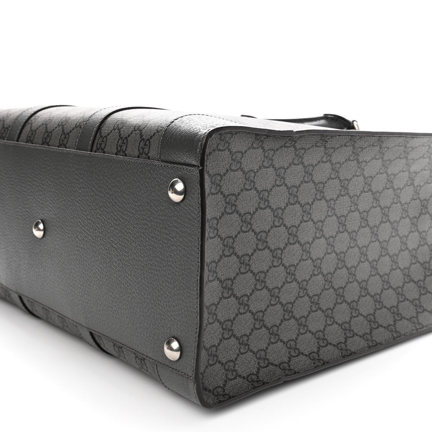Gucci GG Supreme Monogram Textured Dollar Calfskin Large Ophidia Tote Bag Grey Black Graphite Grey 9 of 9