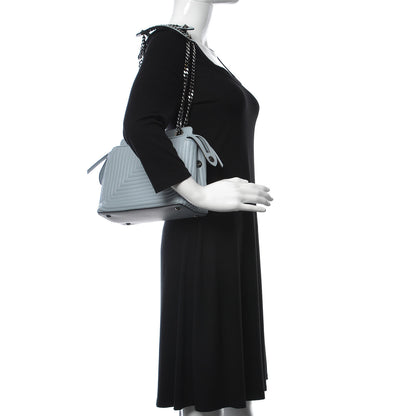 Fendi Shiny Nappa Trapuntata Chain Small DotCom Click Chain Satchel Light Blue 2 of 11