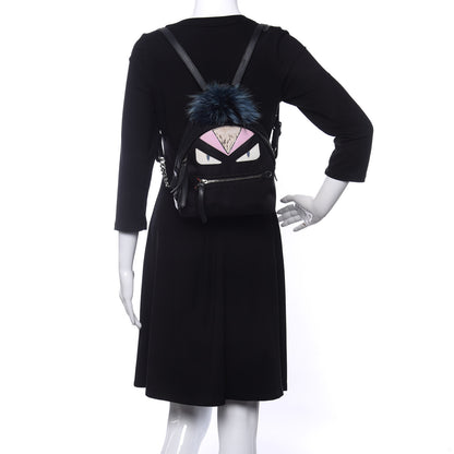 Fendi Nylon Vitello Fox Goat Fur Monster Eyes Mini Backpack Black Multicolor Sky 2 of 11