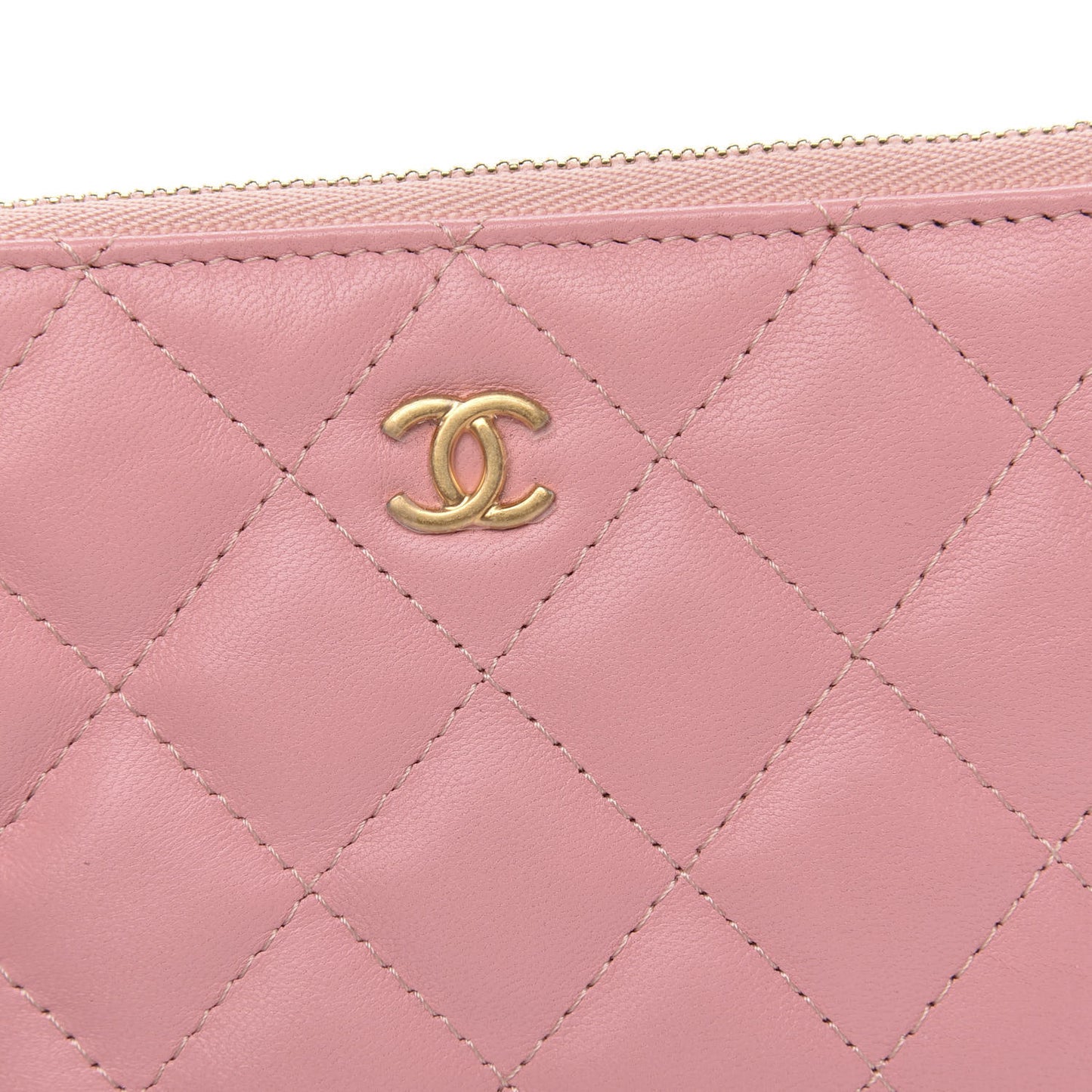Lambskin Quilted Small Cosmetic Case Pink