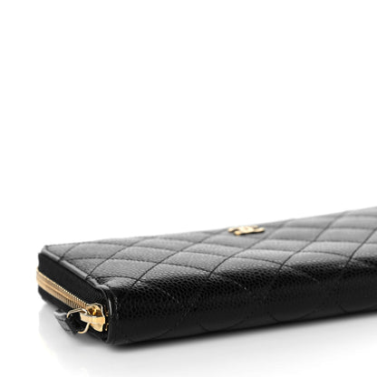 Chanel Caviar Quilted Large Gusset Zip Around Wallet Black 8 of 9