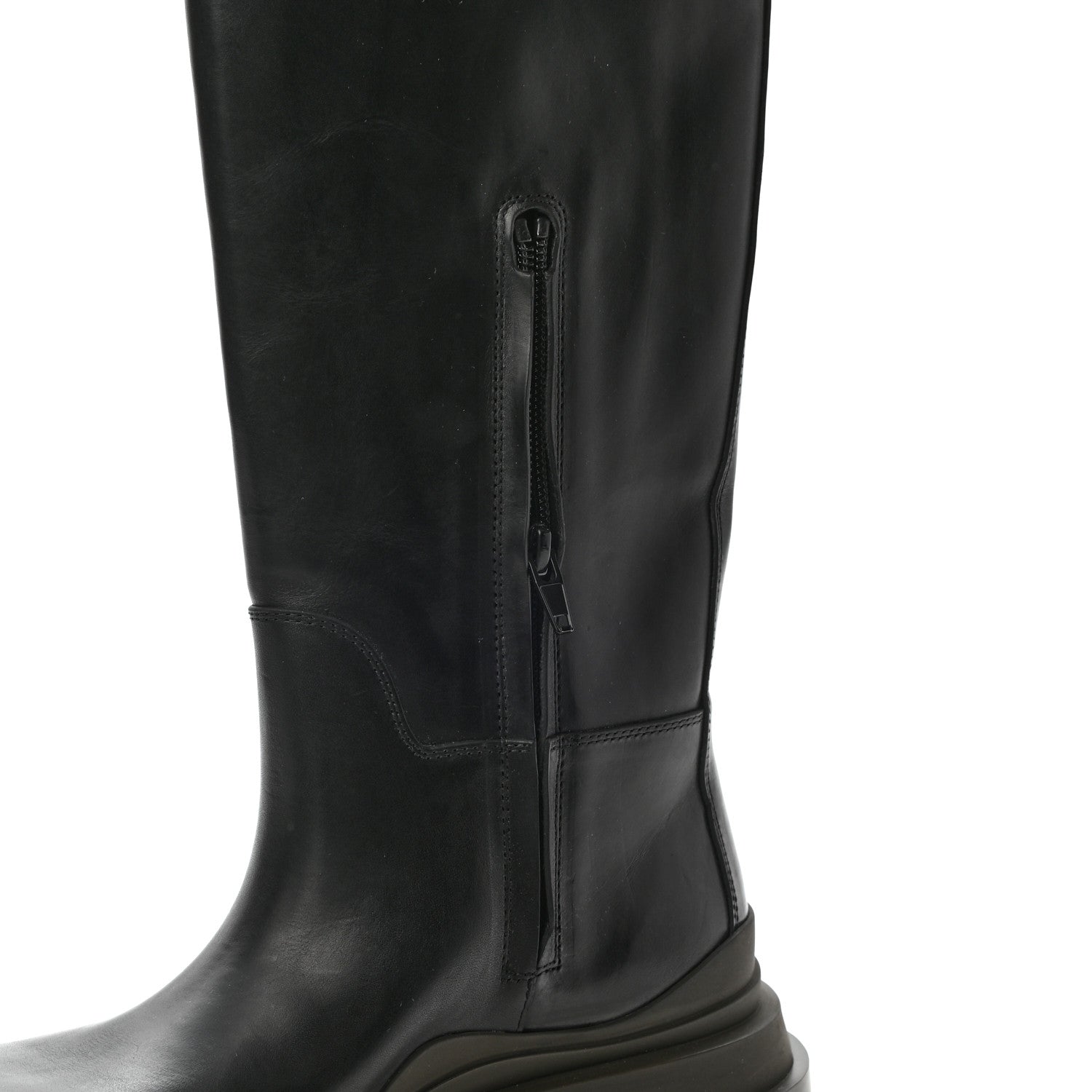 Bottega Veneta Calfskin The Tire High Boots 37 Black Camping 9 of 9