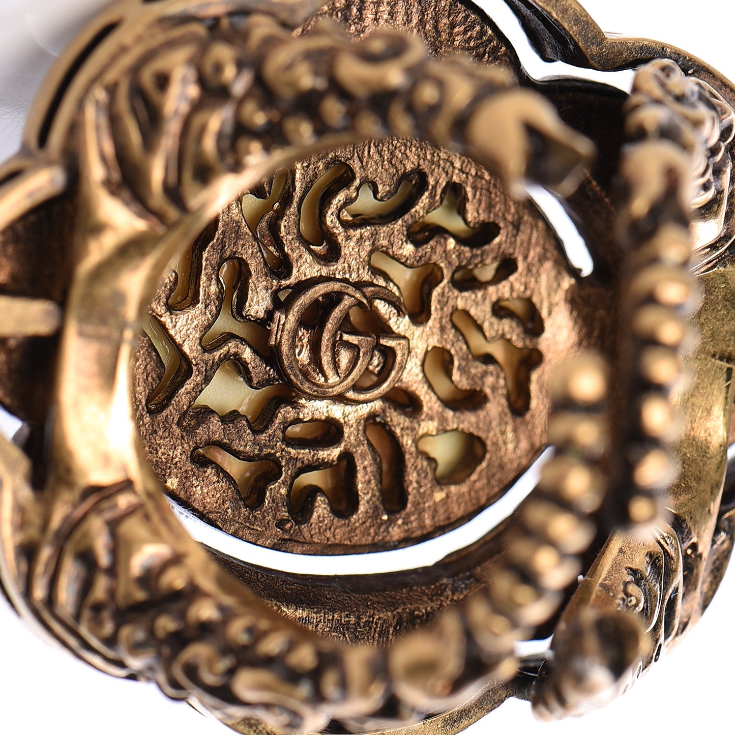 Metal Pearl Ring 6 Aged Gold