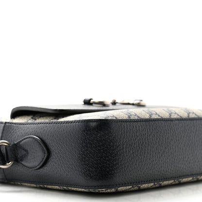 Gucci GG Supreme Monogram Textured Dollar Calfskin Small Horsebit 1955 Shoulder Bag Beige Blue 9 of 11