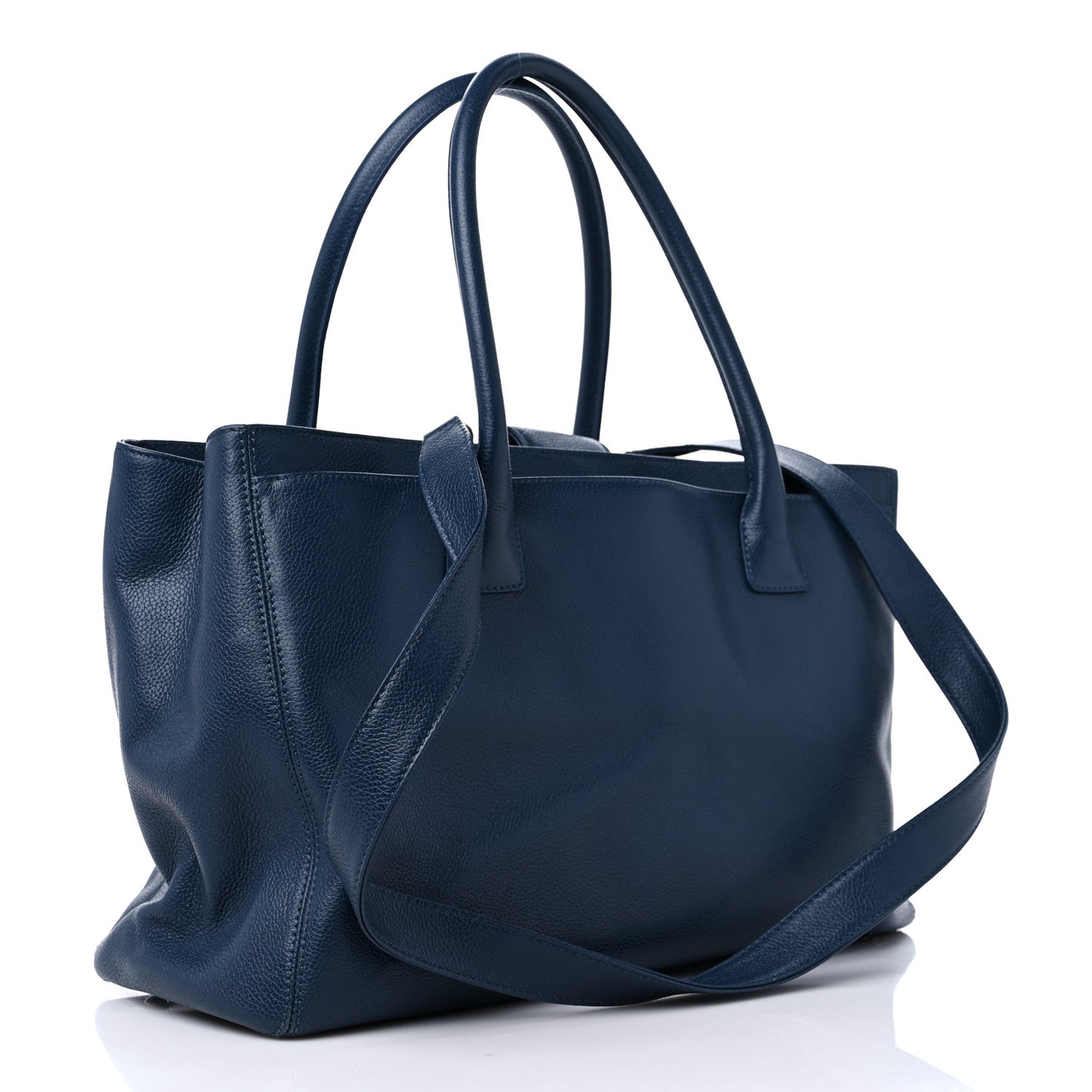 Calfskin Cerf Executive Shopper Tote Blue
