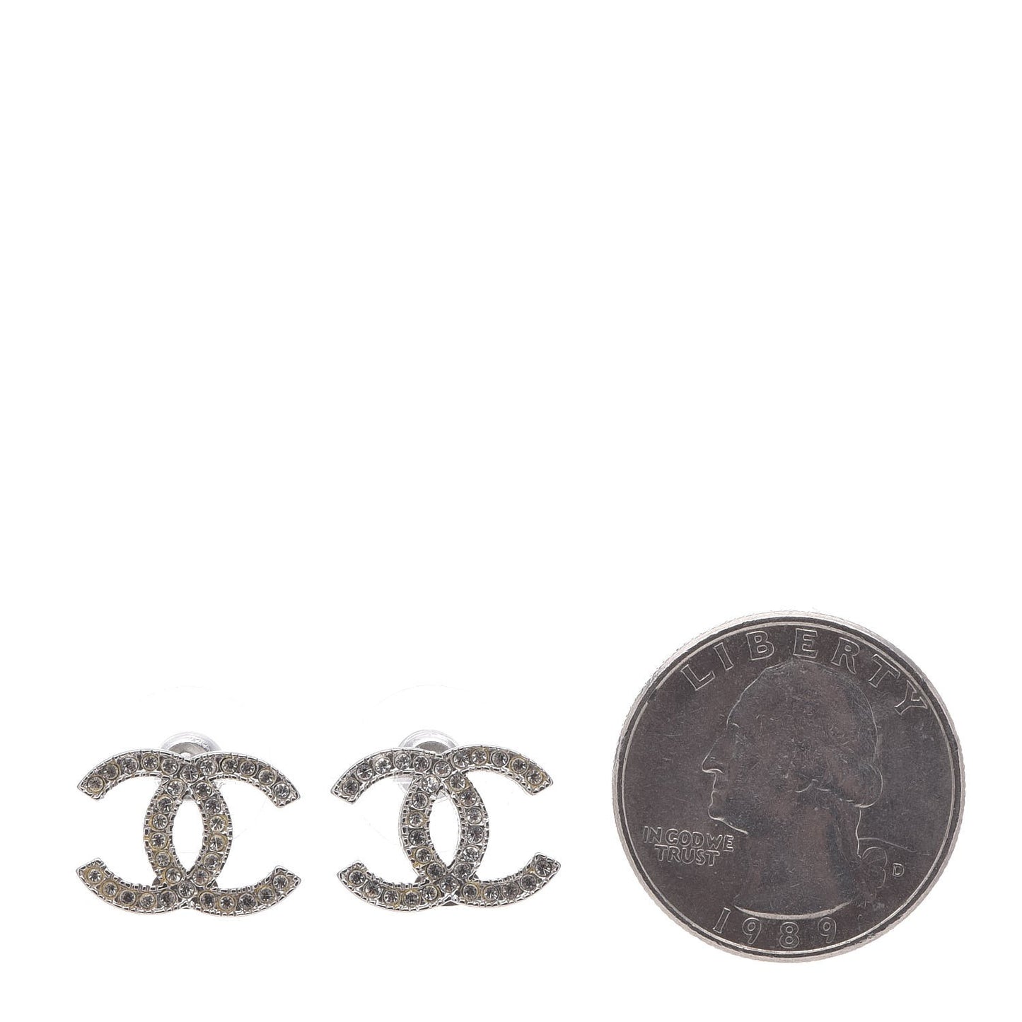 Crystal CC Earrings Silver